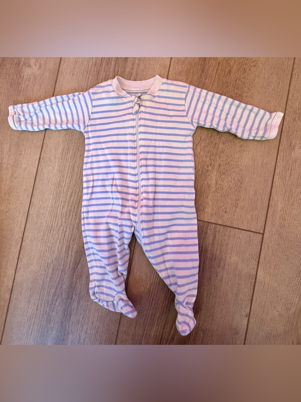 Kissy Kissy / Kissy Love Striped Blue & White Footed Zipper Sleepwear